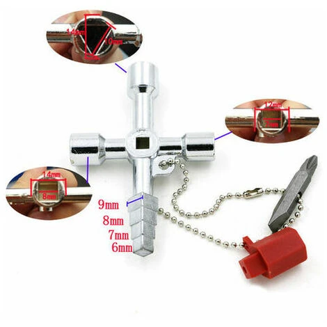 Clé En Croix Universelle, Clé Multifonctionnelle à 4 Voies Pratique, Argenté Clé De L'armoire De Commande, Utilisé Pour Les Compteurs D'eau Et D'électricité, Les Compteurs De Gaz,une Pièce 4 Clé En Croix Universelle, Clé Multifonctionnelle à 4 Voies Pratique, Argenté Clé De L'armoire De Commande, Utilisé Pour Les Compteurs D'eau Et D'électricité, Les Compteurs De Gaz,une Pièce – Image 2