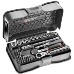 Coffret De Douilles 1/4'' Hexagonales 6 Pans Métriques Et Embouts 37 Pièces - FACOM - R.161-6P6HXPB