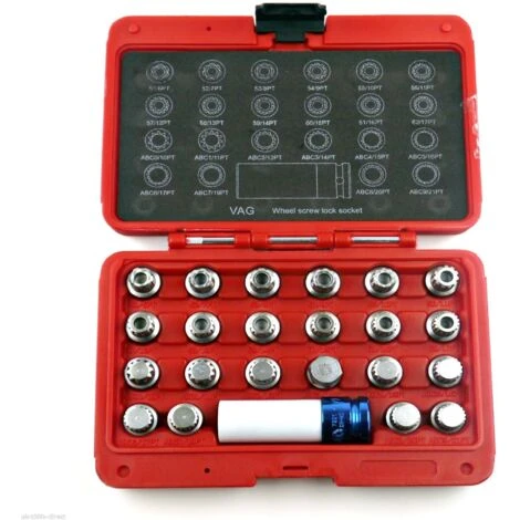 Varan Motors - VT13769A Kit 23 Douilles Pour Verrou De Roues VAG AUDI VW, Antivol Goujons De Roues 4 Varan Motors - VT13769A Kit 23 Douilles Pour Verrou De Roues VAG AUDI VW, Antivol Goujons De Roues – Image 2