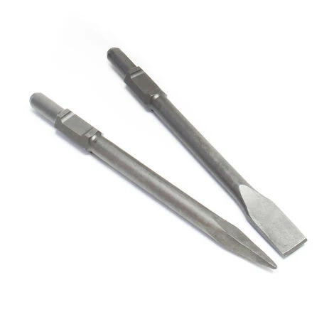 Jeu Burin 1x Pointu 25x415mm Et 1x Plat 25x410mm Pour Marteau De Démolition Outil Atelier 3 Jeu Burin 1x Pointu 25x415mm Et 1x Plat 25x410mm Pour Marteau De Démolition Outil Atelier