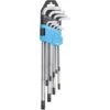 CLES TORX AVEC PERCAGE EXTRA LONGUES PRÉSENTÉES EN JEU DE 9 CLES
