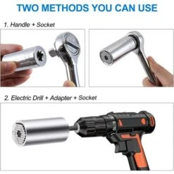 Clé à Douille Clé Universelle Écrou Universel Clé à Douille Universelle Outils à Main Multifonctionnels Repair Adapter Repair Tools Set Outils Pour Pinces 7-19mm Avec Adaptateur Et Poignée (3 En 1) -Silverols Magasin 31542901 3