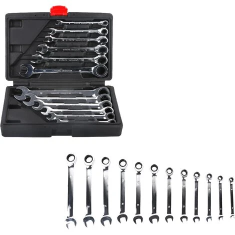Coffret Clés Mixtes à Cliquet 12 Pièces – 8-19 Mm 72 Dents Tête Fixé 6 Coffret Clés Mixtes à Cliquet 12 Pièces – 8-19 Mm 72 Dents Tête Fixé – Image 4