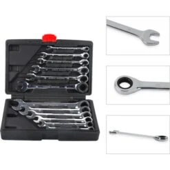 Jeu De 12Pcs Clés Mixtes à Oeil Clés Plate à Cliquet 8mm-19mm Malette 10 Jeu De 12Pcs Clés Mixtes à Oeil Clés Plate à Cliquet 8mm-19mm Malette -Silverols Magasin 33432380 4