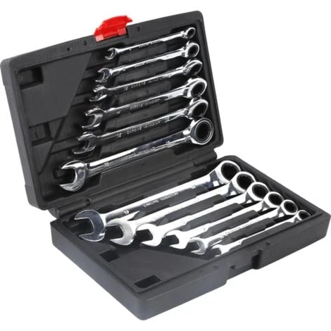 Jeu De 12Pcs Clés Mixtes à Oeil Clés Plate à Cliquet 8mm-19mm Malette 7 Jeu De 12Pcs Clés Mixtes à Oeil Clés Plate à Cliquet 8mm-19mm Malette – Image 5