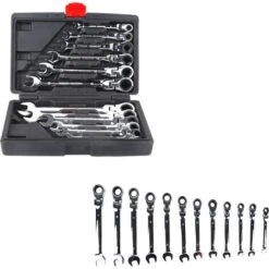 Clé à Cliquet Double Usage Tête Réglable 8-19mm 72 Dents 12 Pièces -Silverols Magasin 33469780 4