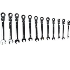 Clé à Cliquet Double Usage Tête Réglable 8-19mm 72 Dents 12 Pièces -Silverols Magasin 33469780 5