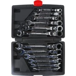 Malette Jeu De 12 Clés Mixtes à Cliquet Outils Garage Atelier Acier à Outils Lot Jeu Clé Polygonales Et Plates Trousse De Rangement Noir -Silverols Magasin 33895131 3