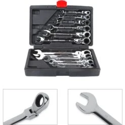 Malette Jeu De 12 Clés Mixtes à Cliquet Outils Garage Atelier Acier à Outils Lot Jeu Clé Polygonales Et Plates Trousse De Rangement Noir -Silverols Magasin 33895131 5