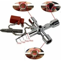Multifonctionnel Croix Clé À Clé Clé Clé Clé Réglable 5 En 1 Avec Tête De Lot Pour Compteur Eau Électrique Gaz Boîte Armoire Armoire -Silverols Magasin 37487801 3