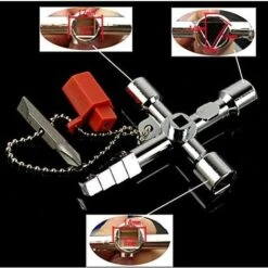 Multifonctionnel Croix Clé À Clé Clé Clé Clé Réglable 5 En 1 Avec Tête De Lot Pour Compteur Eau Électrique Gaz Boîte Armoire Armoire -Silverols Magasin 37487801 4