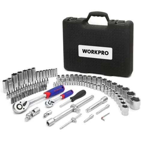 WORKPRO Coffret De Douilles Embouts Et Clés à Cliquet 1/2-inch Et 1/4-inch (72 Dents) De Dégagement Rapide (108-pièce) 4 WORKPRO Coffret De Douilles Embouts Et Clés à Cliquet 1/2-inch Et 1/4-inch (72 Dents) De Dégagement Rapide (108-pièce) – Image 2
