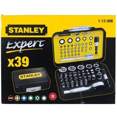 STANLEY Coffret D'embouts De Vissage 1/4'' 25mm + Clé à Cliquet - Jeu De 39 Pièces 4 STANLEY Coffret D'embouts De Vissage 1/4'' 25mm + Clé à Cliquet - Jeu De 39 Pièces – Image 2