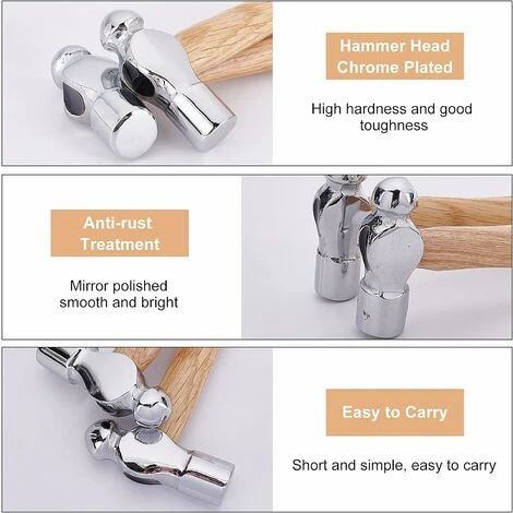 Marteau à Panne Ronde Marteau En Acier Au Carbone Marteau à Bijoux En Métal Marteau En Métal Double Face Marteau En Acier Portatif Pour Estampage De Réparation De Formage De Métal,couleur Bois, Une Pi 7 Marteau à Panne Ronde Marteau En Acier Au Carbone Marteau à Bijoux En Métal Marteau En Métal Double Face Marteau En Acier Portatif Pour Estampage De Réparation De Formage De Métal,couleur Bois, Une Pi – Image 5