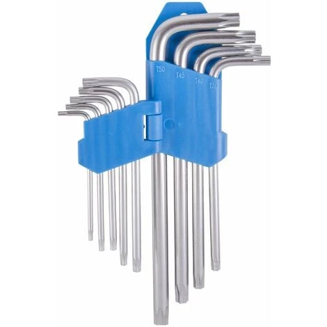 Clé Torx Acier Chrome Vanadium 9 Tailles Mâle T10 T15 T20 T25 T27 T30 T40 T45 T50 Tête Percée 4 Clé Torx Acier Chrome Vanadium 9 Tailles Mâle T10 T15 T20 T25 T27 T30 T40 T45 T50 Tête Percée – Image 2