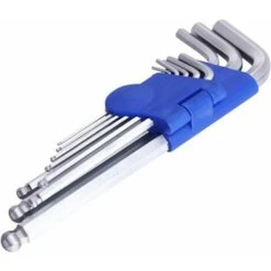 Clé à 6 Pans Allen Acier Chrome Vanadium 9 Tailles Mâle 1,5 à 10mm Hexagonale Tête Sphérique