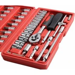 Lot De 46 Embouts à Douille Avec Clé à Cliquet Réversible Pour Réparation Automobile Et Outils Ménagers, Métriques (rouge) -Silverols Magasin 58282492 4