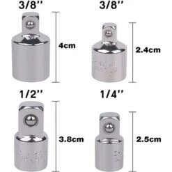 LYCXAMES -- 4Pcs Adaptateur à Cliquet Adaptateur Douille Cliquet 1/2 à 3/8-3/8 à 1/2-1/4 à 3/8-3/8 à 1/4 Réducteur De Douille Pour Douilles Et Embouts -Silverols Magasin 61039598 3