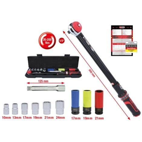 Ks Tools 1 / 2ERG MOTORQUEPRÉCISION CLEUR CLEUR, 20-200NM, 11 PCS 3 Ks Tools 1 / 2ERG MOTORQUEPRÉCISION CLEUR CLEUR, 20-200NM, 11 PCS