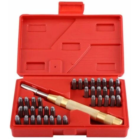 Ensoleillé Lettre à Frapper, 38 Pièces Kit De Lettres Et Chiffres à Frapper En Acieravec Poinçons Poinçons à Frappé Automatique 3 Mm 4 Ensoleillé Lettre à Frapper, 38 Pièces Kit De Lettres Et Chiffres à Frapper En Acieravec Poinçons Poinçons à Frappé Automatique 3 Mm – Image 2