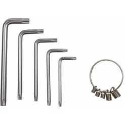 VENTURA Jeu 5 Clé Torx T10 T15 T20 T25 T30 Sécurité Avec Anneau Porte Clés Acier Zingué -Silverols Magasin 64441624 2