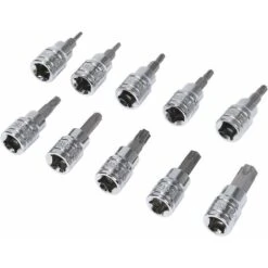 Tournevis 3/8 S2 Acier T10 - T55 Torx Star Bit Torx Bit Socket Kit 10 Pièces T10 T15 T20 T25 T27 T30 T40 T45 T50 T55 -Silverols Magasin 65503908 5