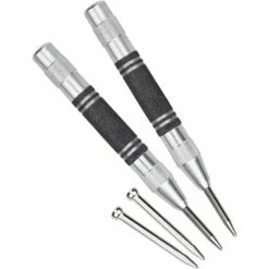 Lot De 2 Poinçons Centraux Automatiques De 12,7 Cm Avec 2 Embouts De Rechange Tension Réglable Pour Métal, Bois, Plastique, Vitre De Voiture