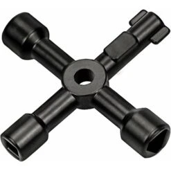 Clé Utilitaire Multifonction, 4 En 1 Multifonctions Croix Clé Pour Radiateurs Gaz Électrique Boîtes De Compteur Robinet Serrure - 72 Mm, Noir