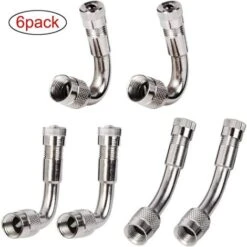 6 Pièces Pneu Valve Rallonge Va, Pneu Valve De Adaptateur, Air Pneu Valve Extension, Pneu Prolongateur Coude De Valve, Pour Voiture Moto Vélo Camion, 3 Sortes (Argent)