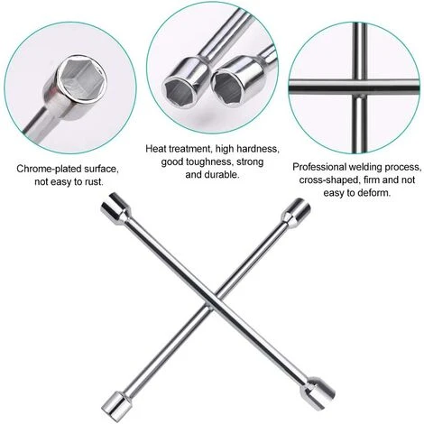Clé En Croix Pour Voiture Clés En Croix 35 35cm Pour Roues Croix Roue Voiture Clé En Croix En Acier à Haute Teneur En Carbone Pour Réparation De Voiture/Vis Hexagonales(Argent) 6 Clé En Croix Pour Voiture Clés En Croix 35 35cm Pour Roues Croix Roue Voiture Clé En Croix En Acier à Haute Teneur En Carbone Pour Réparation De Voiture/Vis Hexagonales(Argent) – Image 4