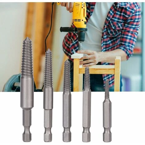 Forets à Vis, Outil De Retrait De Goujons, 5 Pièces Extracteur De Vis Cassé Tige Hexagonale Dents Fines Endommagées Outil De Retrait De Boulons Ephé 5 Forets à Vis, Outil De Retrait De Goujons, 5 Pièces Extracteur De Vis Cassé Tige Hexagonale Dents Fines Endommagées Outil De Retrait De Boulons Ephé – Image 3