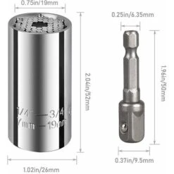 Déstockage Clé à Douille Clé Universelle Écrou Universel Clé à Douille Universelle Outils à Main Multifonctions Réparation Adaptateur Outils De Réparation Outils Pour Pinces 7-19mm Avec Adaptateur -Silverols Magasin 69011473 5