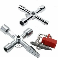 2 Pièces 4 Voies Clé Multifonction, Clé Utilitaire Multifonction, Clé En Croix Universelle, Pour Clé Multifonction Pour Eau, électricité, Compteurs électriques, Radiateurs, Ascenseurs, Etc,KoleZy