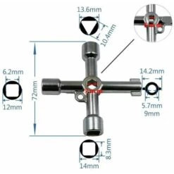 2 Pièces 4 Voies Clé Multifonction, Clé Utilitaire Multifonction, Clé En Croix Universelle, Pour Clé Multifonction Pour Eau, électricité, Compteurs électriques, Radiateurs, Ascenseurs, Etc,KoleZy -Silverols Magasin 69361475 3