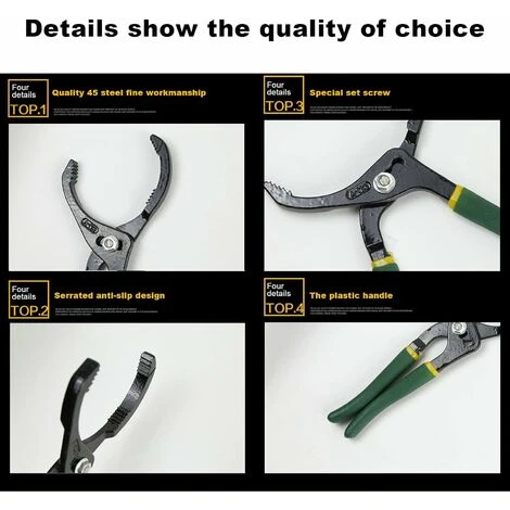 Clé Filtre à Huile Réglabl, Pince De Retrait De Filtre à Huile Outil De Retrait De Filtre à Huile, Pour Filtres à Huile De 40 - 143 Mm Convient Aux Motos, Voitures, Camions Oi-FRIS 4 Clé Filtre à Huile Réglabl, Pince De Retrait De Filtre à Huile Outil De Retrait De Filtre à Huile, Pour Filtres à Huile De 40 - 143 Mm Convient Aux Motos, Voitures, Camions Oi-FRIS – Image 2