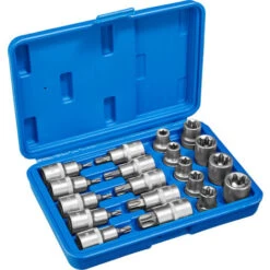 Coffret Douilles Embouts Torx 19 Pièces - Set De Douilles Embouts, Boîte 19 Pièces, Jeu De Clé à Douille