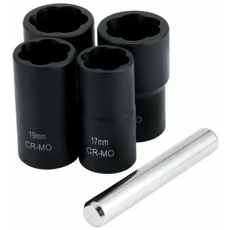 Lot De 5 Douilles Torsadées 1/2" Pour Retirer Les écrous De Roue Endommagés, 17 Mm, 19 Mm, 21 Mm Et 22 Mm,Fonepro 6 Lot De 5 Douilles Torsadées 1/2" Pour Retirer Les écrous De Roue Endommagés, 17 Mm, 19 Mm, 21 Mm Et 22 Mm,Fonepro – Image 4