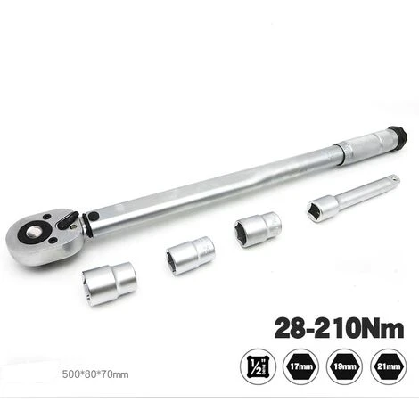 Clé Dynamométrique ½ Cm (28-210 Nm) Pour Autos, Vélos, Motos. Set Avec 3 Douilles (17,19,21 Mm) Et Rallonge 12,5 Cm. Coffret Professionnel 4 Clé Dynamométrique ½ Cm (28-210 Nm) Pour Autos, Vélos, Motos. Set Avec 3 Douilles (17,19,21 Mm) Et Rallonge 12,5 Cm. Coffret Professionnel – Image 2