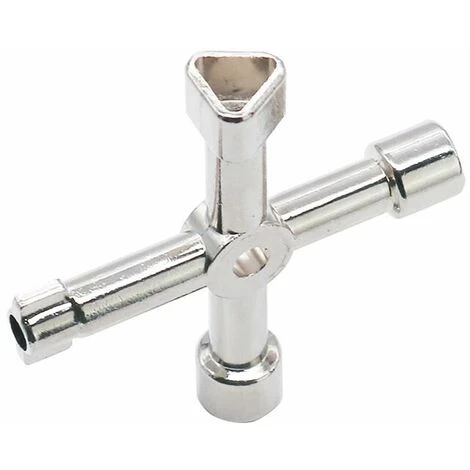 Clé Utilitaire Multifonction, 4 En 1 Multifonctions Croix Clé Pour Radiateurs Gaz Électrique Boîtes De Compteur Robinet Serrure - 72 Mm, Argent 5 Clé Utilitaire Multifonction, 4 En 1 Multifonctions Croix Clé Pour Radiateurs Gaz Électrique Boîtes De Compteur Robinet Serrure - 72 Mm, Argent – Image 3