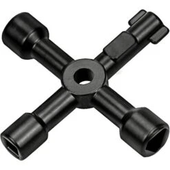 Clé Utilitaire Multifonction, Clé Croisée Multifonction 4 En 1, Pour Serrure De Robinet De Tableau De Bord De Radiateur à Gaz - 73 Mm, Noir