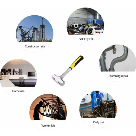 Marteau - Marteau De Forgeron Acier Forgé Robuste, Poignée En Caoutchouc, Tête Polie Miroir Matériau Marteau: Acier À Haute Teneur En Carbone,2 LB 4 Marteau - Marteau De Forgeron Acier Forgé Robuste, Poignée En Caoutchouc, Tête Polie Miroir Matériau Marteau: Acier À Haute Teneur En Carbone,2 LB – Image 2