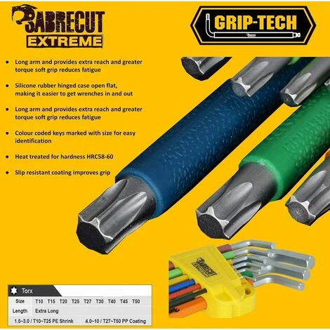 9 Clés Torx Extra Longues Avec Code Couleur 5 9 Clés Torx Extra Longues Avec Code Couleur – Image 3
