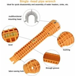 Clé Robinet En Alliage D'Aluminium Cle Serrage Robinet Cle A Lavabo Clé Mitigeur Multifonctionnel Anti-dérapant Facile à Utiliser Pour Maison Cuisine Salle De Bain Mitigeur Evier - Orange -Silverols Magasin 80588924 3