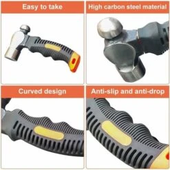 Mini Marteau à Tête Ronde, Forgé Hammer Mini Marteau Rond Poignée Antidérapante En Caoutchouc -Silverols Magasin 80597219 4