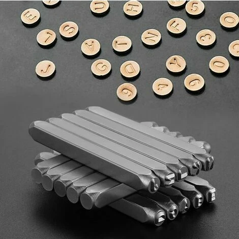 36 Pièces Lettres Et Chiffres à Frapper, 6mm Poinçon Lettre Metal, A-Z Et 0-9 Lettre A Frapper Metal, Chiffre à Frapper Pour Estampage Du Métal, Du Plastique, Du Bois, Du Cuir 5 36 Pièces Lettres Et Chiffres à Frapper, 6mm Poinçon Lettre Metal, A-Z Et 0-9 Lettre A Frapper Metal, Chiffre à Frapper Pour Estampage Du Métal, Du Plastique, Du Bois, Du Cuir – Image 3