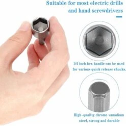 18PCS Douille Visseuse 6-19mm, Adaptateur Douille Hexagonale Magnétique, Adaptateur Embout Visseuse Pour Tournevis à Écrou, Tournevis Électrique, Clé à Douille JUNJUN -Silverols Magasin 83896900 3