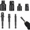 Aunrtb 7 Pièces Douille à Cliquet Convertisseur RéDucteurs Adaptateurs Ensemble D'Outils 1/2"3/8" 1/4"+ Foret Avec Adaptateur à Tige Hexagonale 1/4" 3/8"1/2" -Silverols Magasin 84732796 1