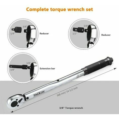 Clé Dynamométrique, Calibré 3/8 (19-110Nm) Longueur De 37.5cm Avec Certification, Convertisseur De Couple, Adaptateur, Barre D'extension En Coffret HTW1B 4 Clé Dynamométrique, Calibré 3/8 (19-110Nm) Longueur De 37.5cm Avec Certification, Convertisseur De Couple, Adaptateur, Barre D'extension En Coffret HTW1B – Image 2