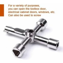 OAAO Clé Utilitaire Multifonctionnelle à 4 Voies, Triangle En Acier Inoxydable/clé Carrée Universelle En Forme De Croix Pour L'ouverture De La Vanne De L'armoire D'ascenseur électrique De Train -Silverols Magasin 87201504 3