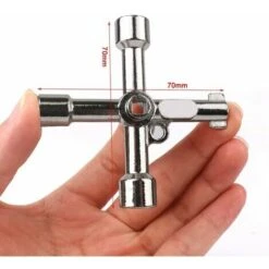 OAAO Clé Utilitaire Multifonctionnelle à 4 Voies, Triangle En Acier Inoxydable/clé Carrée Universelle En Forme De Croix Pour L'ouverture De La Vanne De L'armoire D'ascenseur électrique De Train -Silverols Magasin 87201504 4